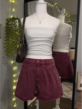 Plum High Rise Mom Shorts